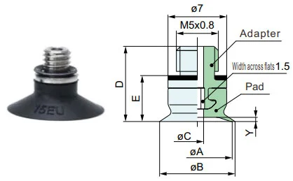 Short Type Vacuum Suction Cups Zp2 Eu